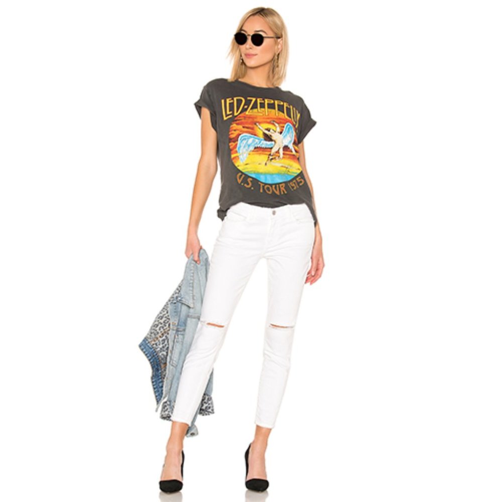 NWT Current Elliott High Waist Stiletto Jeans Distressed 2 Year Destroy White 24